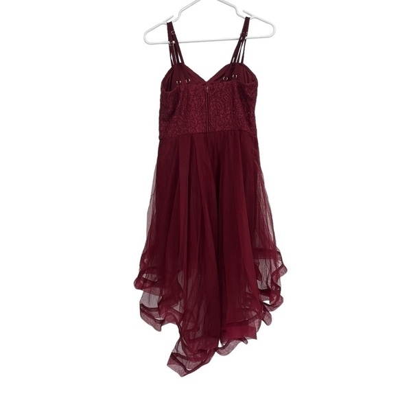 Speechless Red Lace Spaghetti Strap Tulle High Low Lined Dress Size 11 Women’s - Picture 3 of 5